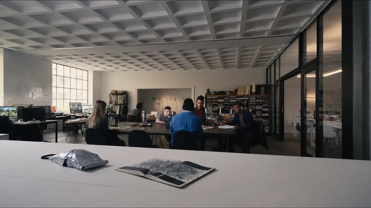 Design team collaborating at studio table