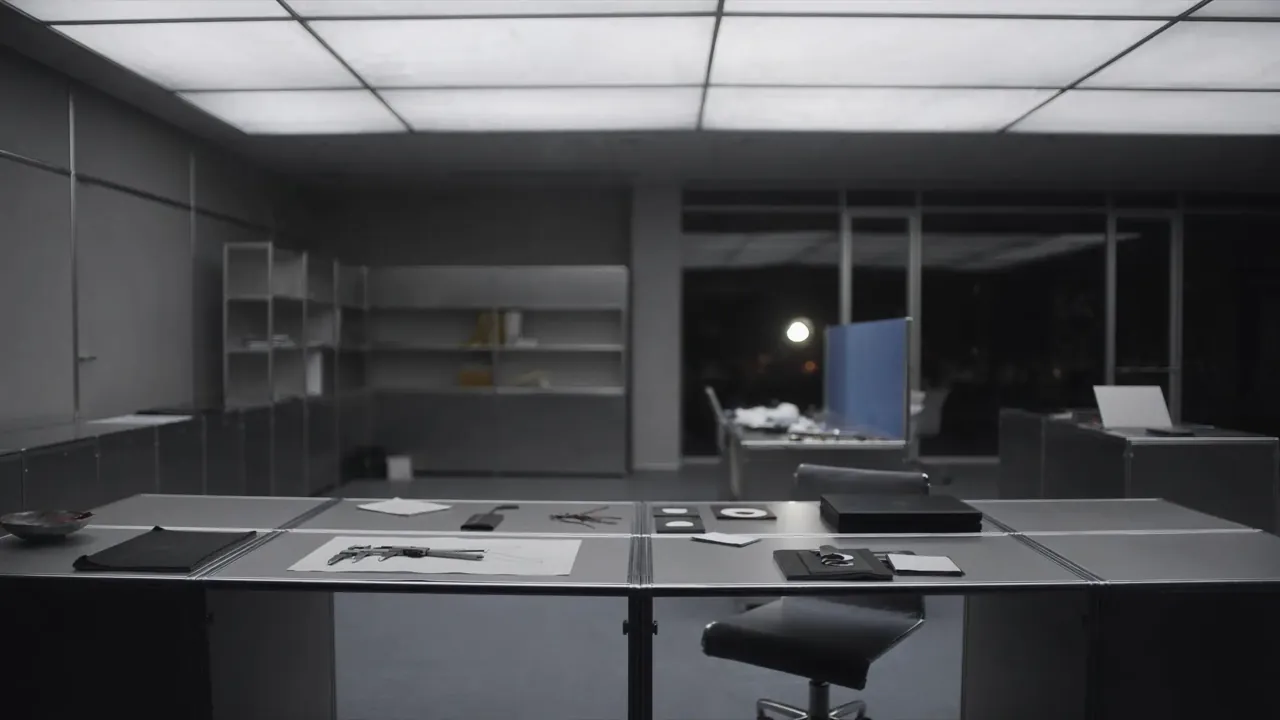 Empty design studio workspace at night