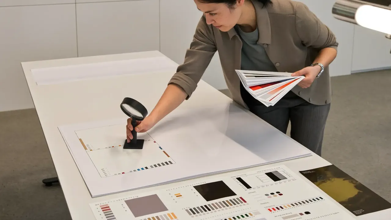 Checking a print proof with a loupe