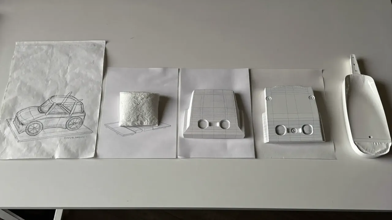 Product design process from sketch to model