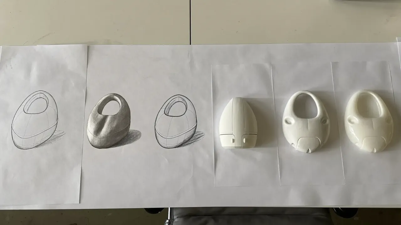 A product's evolution from sketch to 3D printed model