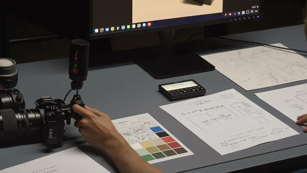 Product photography setup with colour checker
