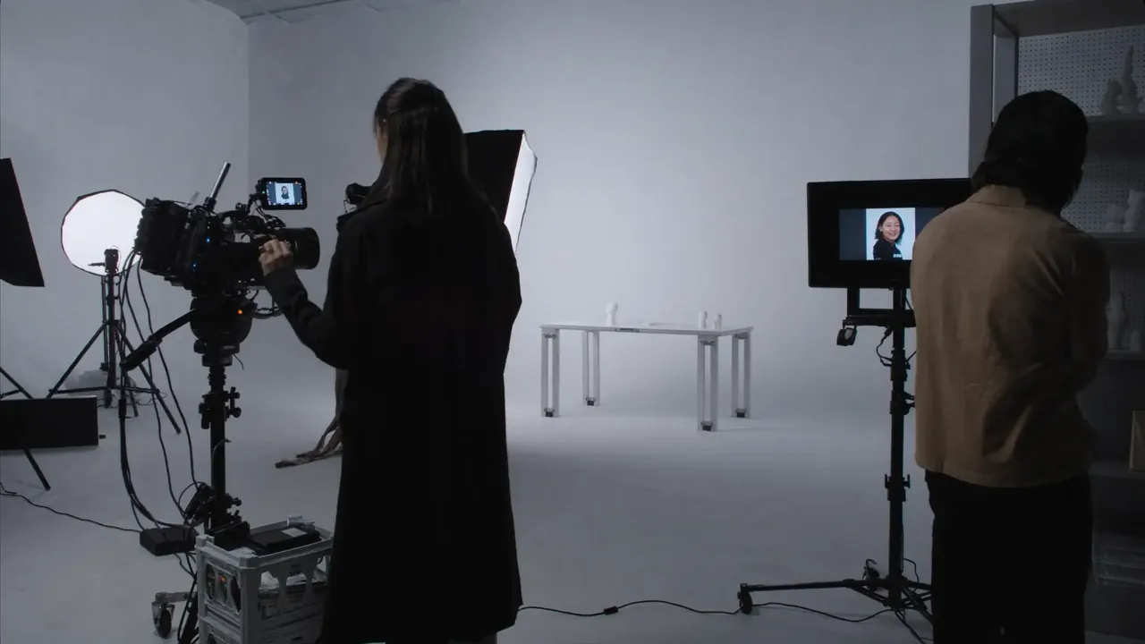 Video production studio camera shoot