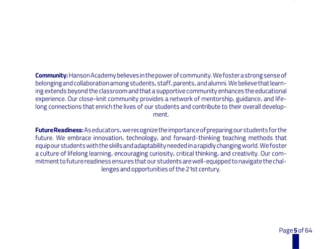 Hanson Academy brand book, page 5