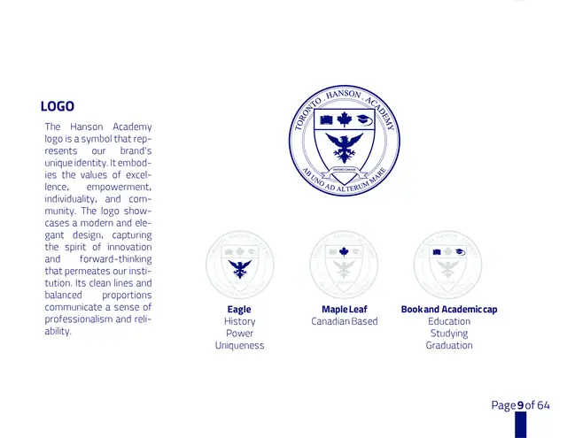 Hanson Academy brand book, page 9