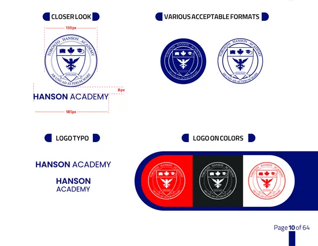 Hanson Academy brand book, page 10
