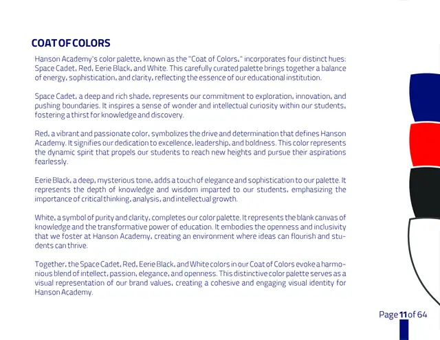 Hanson Academy brand book, page 11
