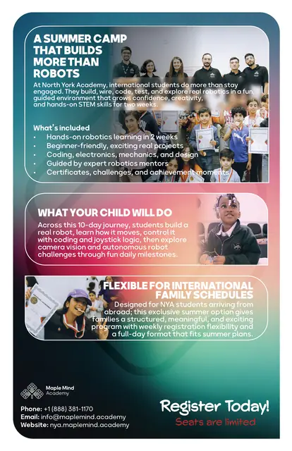 Maple Mind Academy flyers & event marketing, Program flyer, back