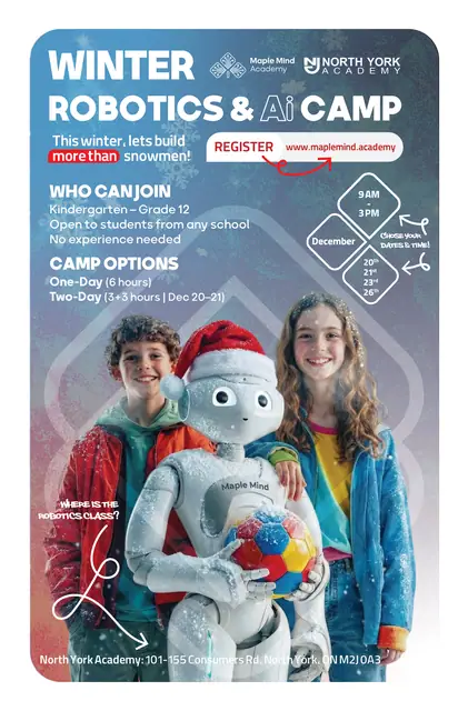 Maple Mind Academy flyers & event marketing, Winter camp, flyer front