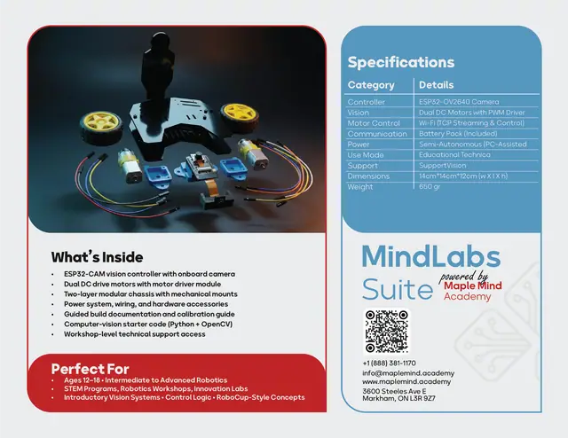 Maple Mind Academy robotics kit packaging, Vecta kit, back