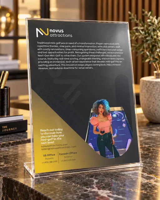 Novus Attractions flyer design, Flyer 1, display mockup