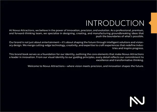 Novus Attractions rebranding & brand book, Brand book, page 3