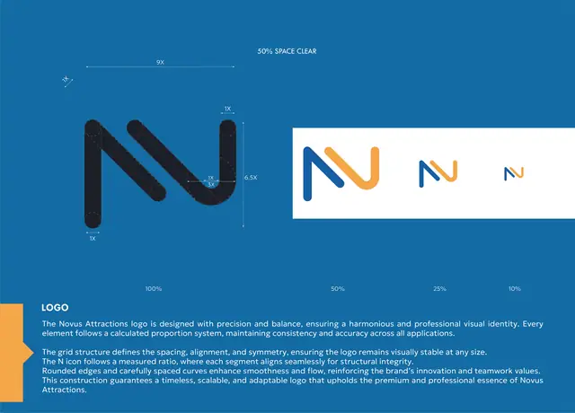Novus Attractions rebranding & brand book, Brand book, page 7