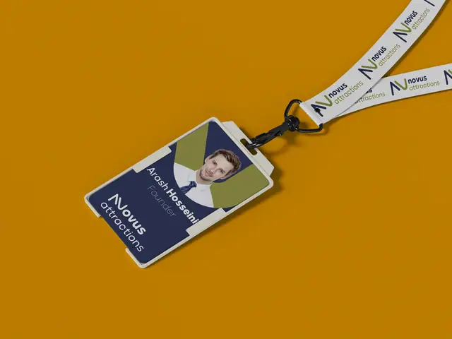 Novus Attractions rebranding & brand book, Brand applications, id card