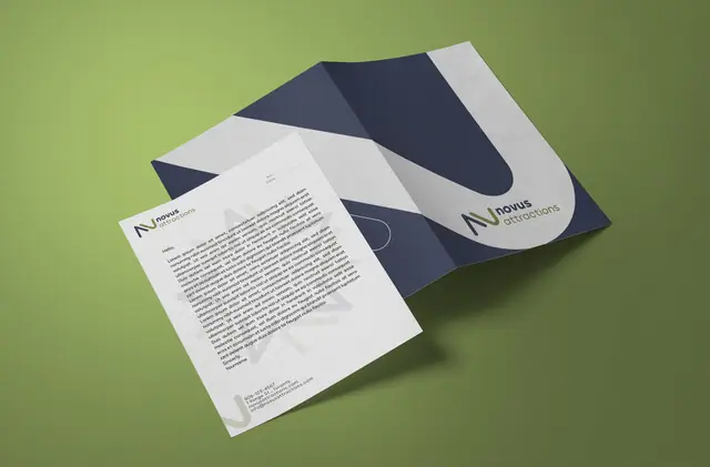 Novus Attractions rebranding & brand book, Brand applications, presentation folder