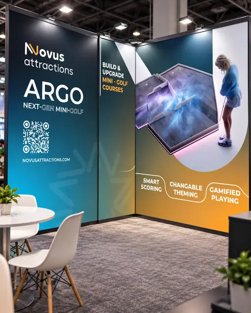 Novus Attractions trade show booth design, Booth concept 2, image 1