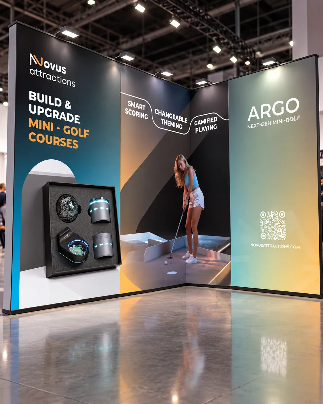 Novus Attractions trade show booth design, Booth concept 3, image 1