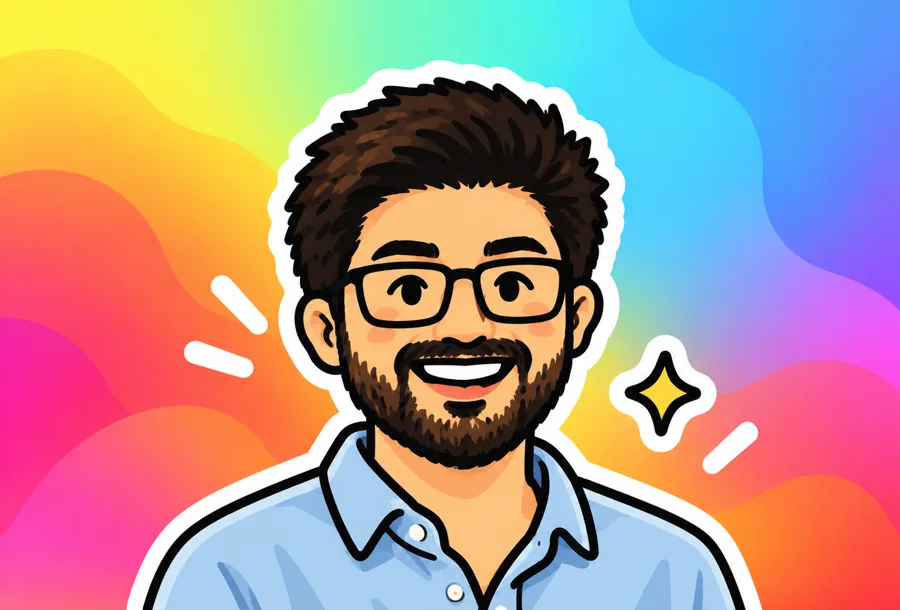 Aref Nasiri as a cartoon studio portrait