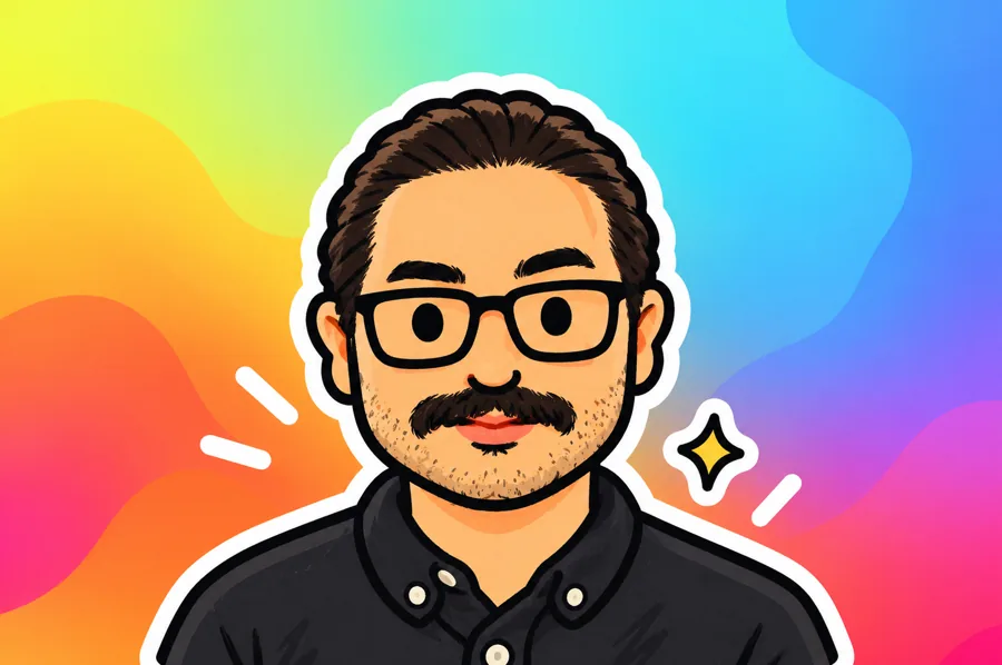 Pooya Rad as a cartoon studio portrait